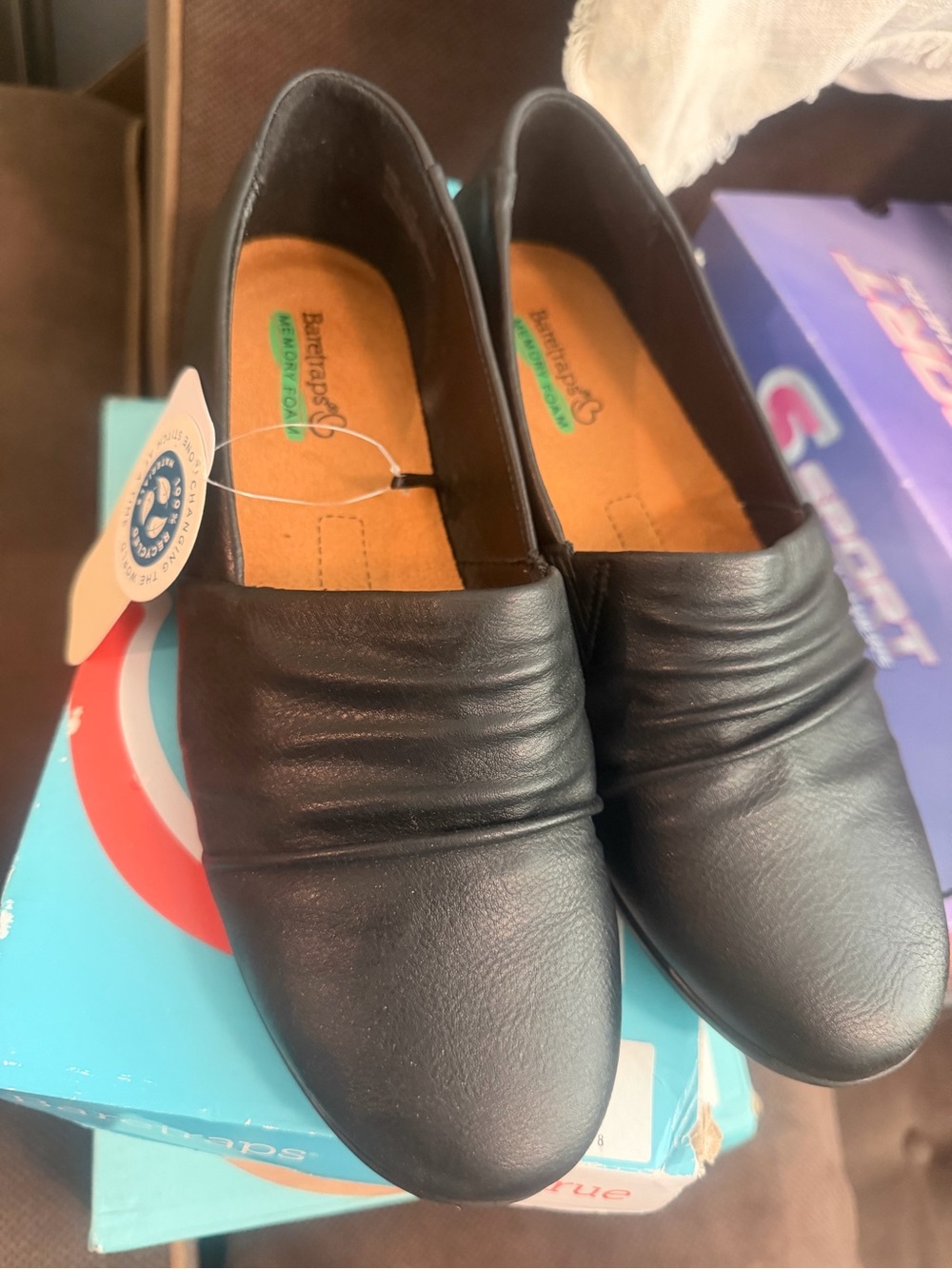 BareTraps Black Slip-On Ruched Comfort Loafers